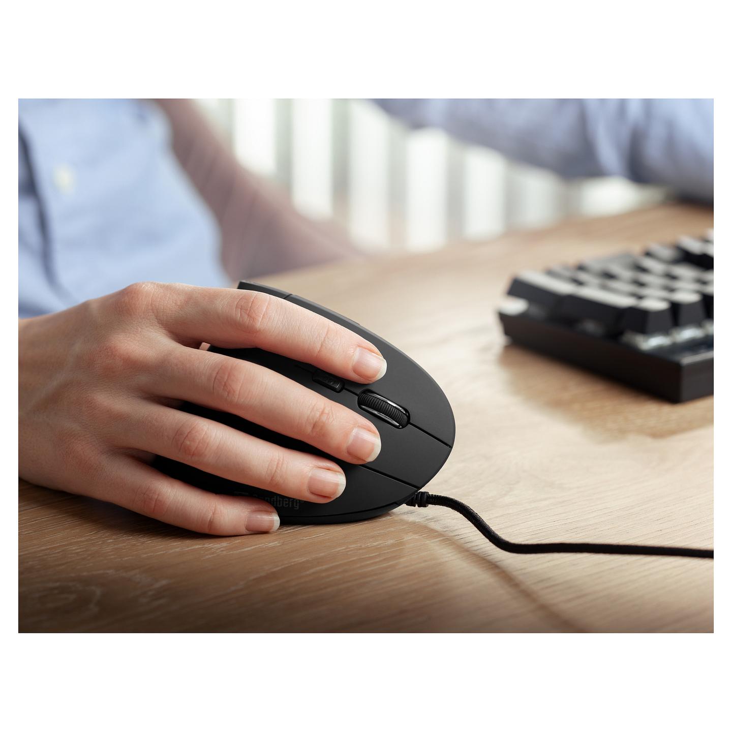 Maus me Kabllo Sandberg 630-14, Ergonomik Vertikal, USB-A, 800–2400 DPI, 6 Butona – Zezë - 6