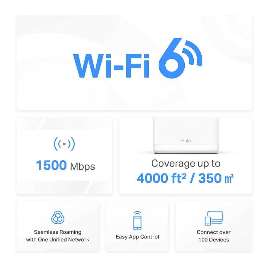 Ruter Mercusys Halo H60X, Mesh Wi-Fi 6 AX1500, Dual-Band, deri në 1500Mbps, 2-Pack - Bardhë - 4