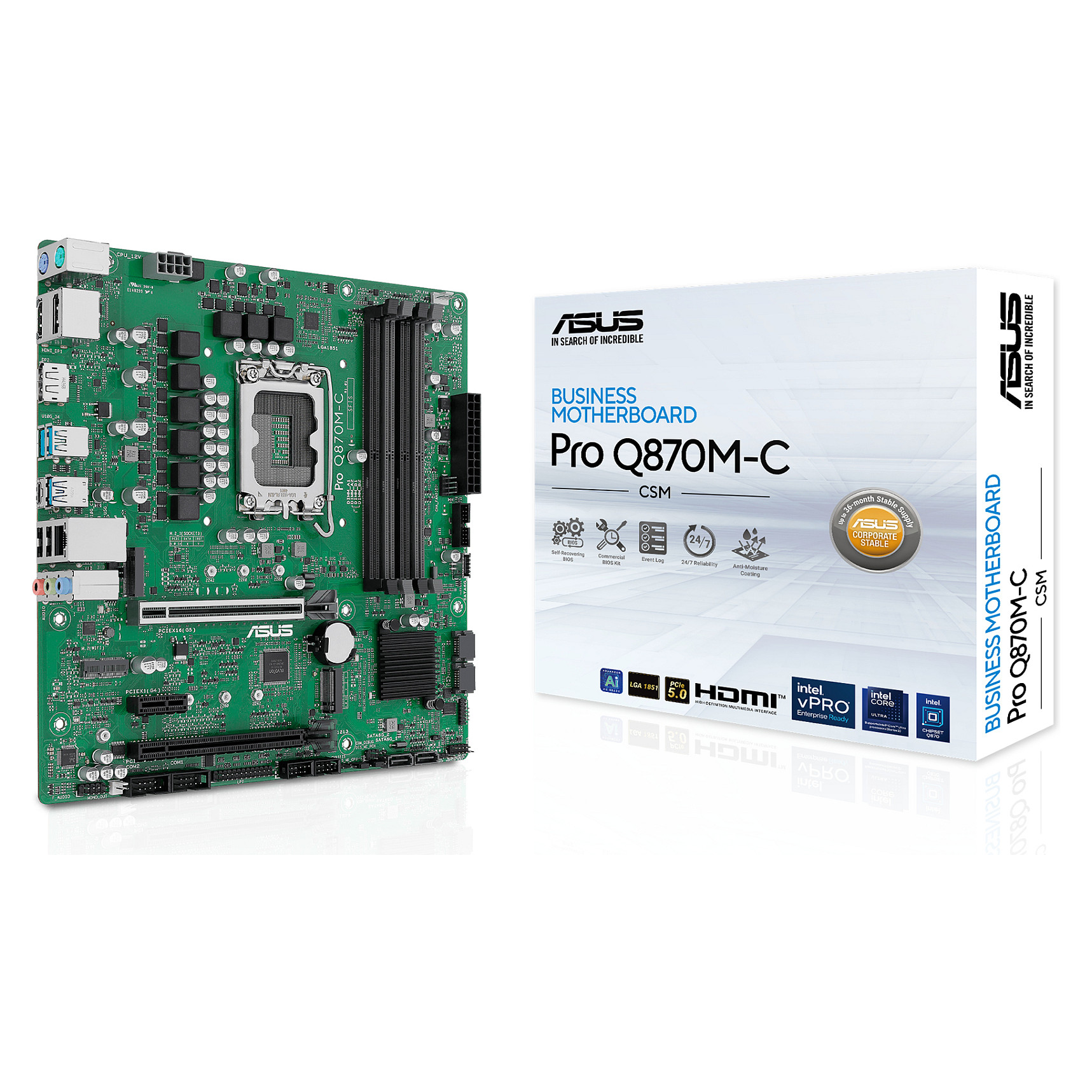 Pllakë Amë Intel ASUS PRO Q870M-C-CSM / LGA 1851 / mATX / DDR5 / HDMI+DP - 1