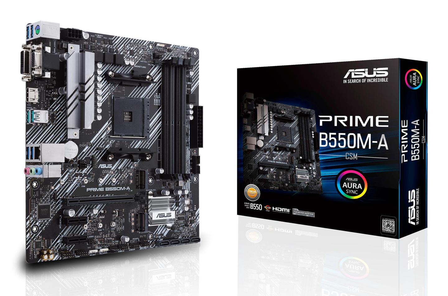Pllakë Amë ASUS PRIME B550M-A/CSM / AMD B550 / AM4 / Micro-ATX / DDR4 / PCIe 4.0 / 1GbE  - 2