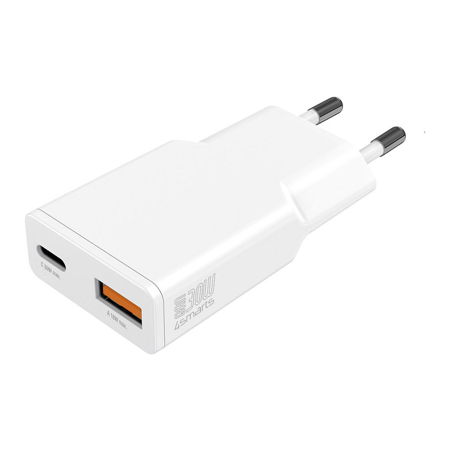 4smarts PDPlug Slim Duos / 30W / USB-C USB-A / i bardhë - 1