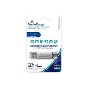 USB Flash Drive MediaRange MR938 / 128GB / USB-A + USB-C / USB 3.2 Gen 1 / 80MB/s – Argjend