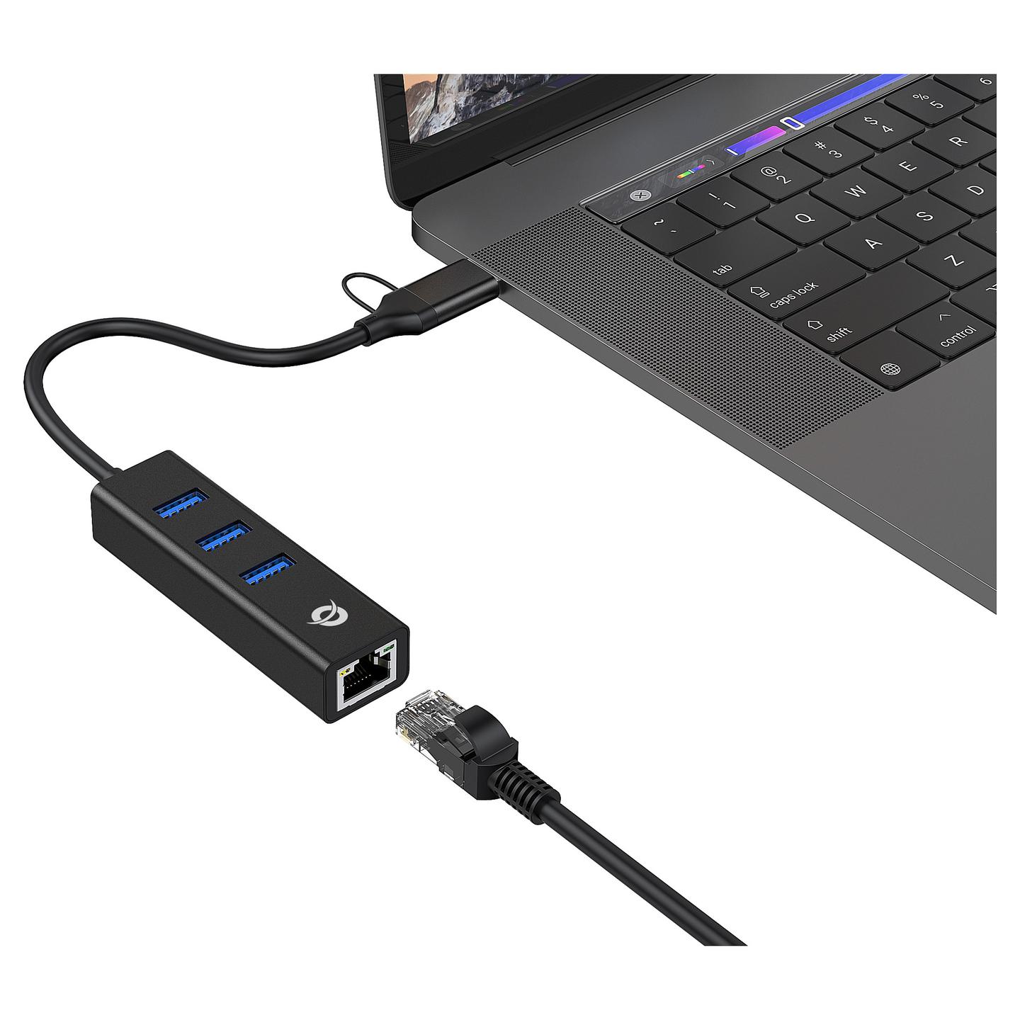 Hub Conceptronic DONN07BA, 3x USB-A, Gigabit Ethernet, USB 3.2 Gen 1, 5Gbps - Zezë - 4