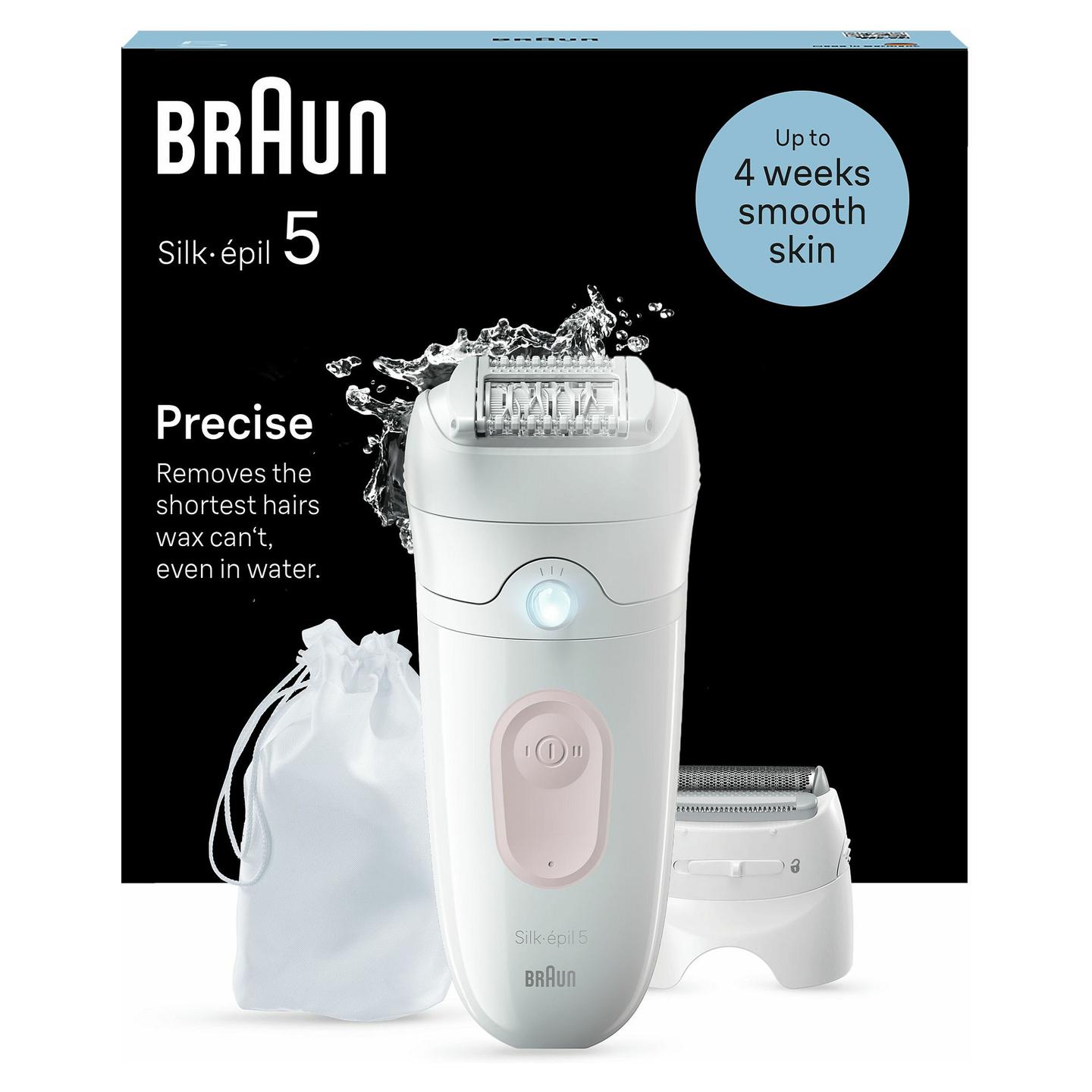 Depilator elektrik Braun Silk-épil 5 5-030 / MicroGrip / 28 Pinca / Wet & Dry / 40 Min - Rozë/Bardhë - 2