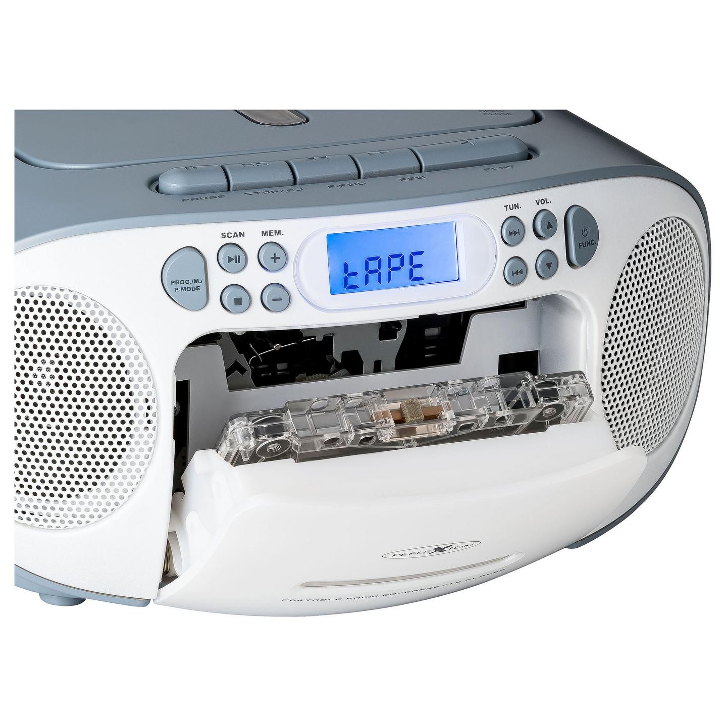 Radio portative Reflexion RCR2260, FM, PLL, 20 W RMS, Ekran LCD, Dalje për Kufje 3,5 mm - Bardhë, kaltër - 7