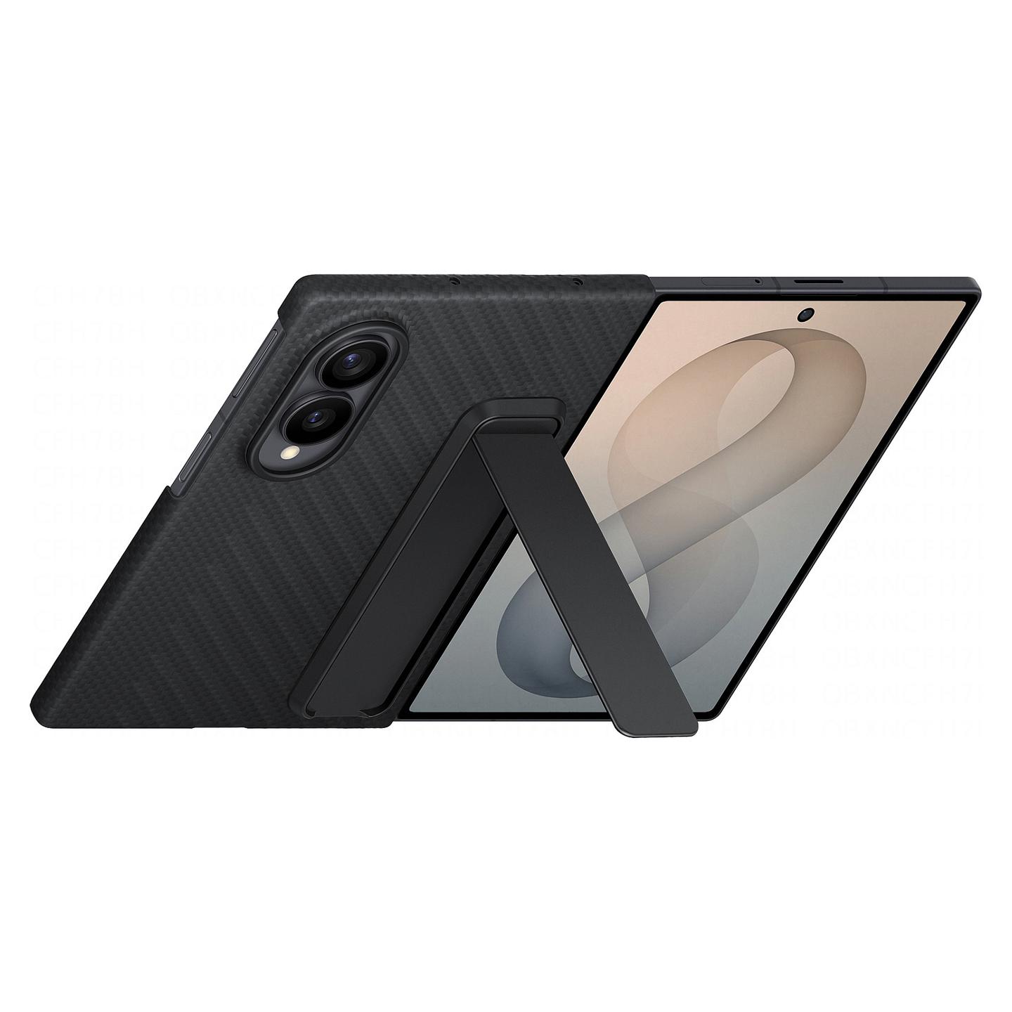 Aksesorë për telefon Samsung EF-XF971SBEGWW / Carbon Standing Case / Carbon Fibre / Built-in Stand / Galaxy Z Fold8 - Zezë - 3