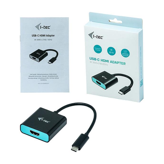 Adapter Video i-tec C31HDMI60HZP, USB-C në HDMI, 4K/60Hz, Kabllo 15cm - Zezë - 4