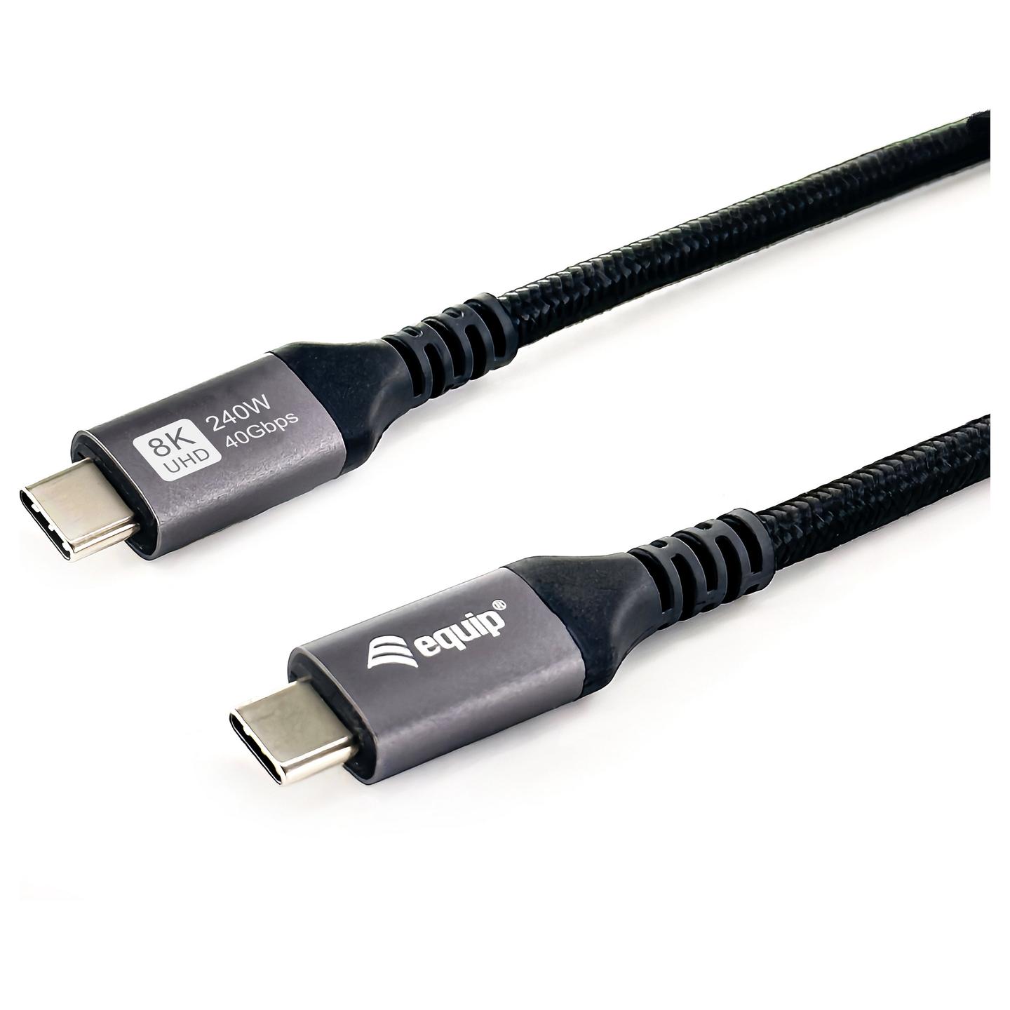 Kabllo USB Equip 128380 / USB-C në USB-C / USB4 Gen 3x2 / 40 Gbit/s / PD 3.1 240W / 8K/60Hz / 0.5m - Zezë - 2