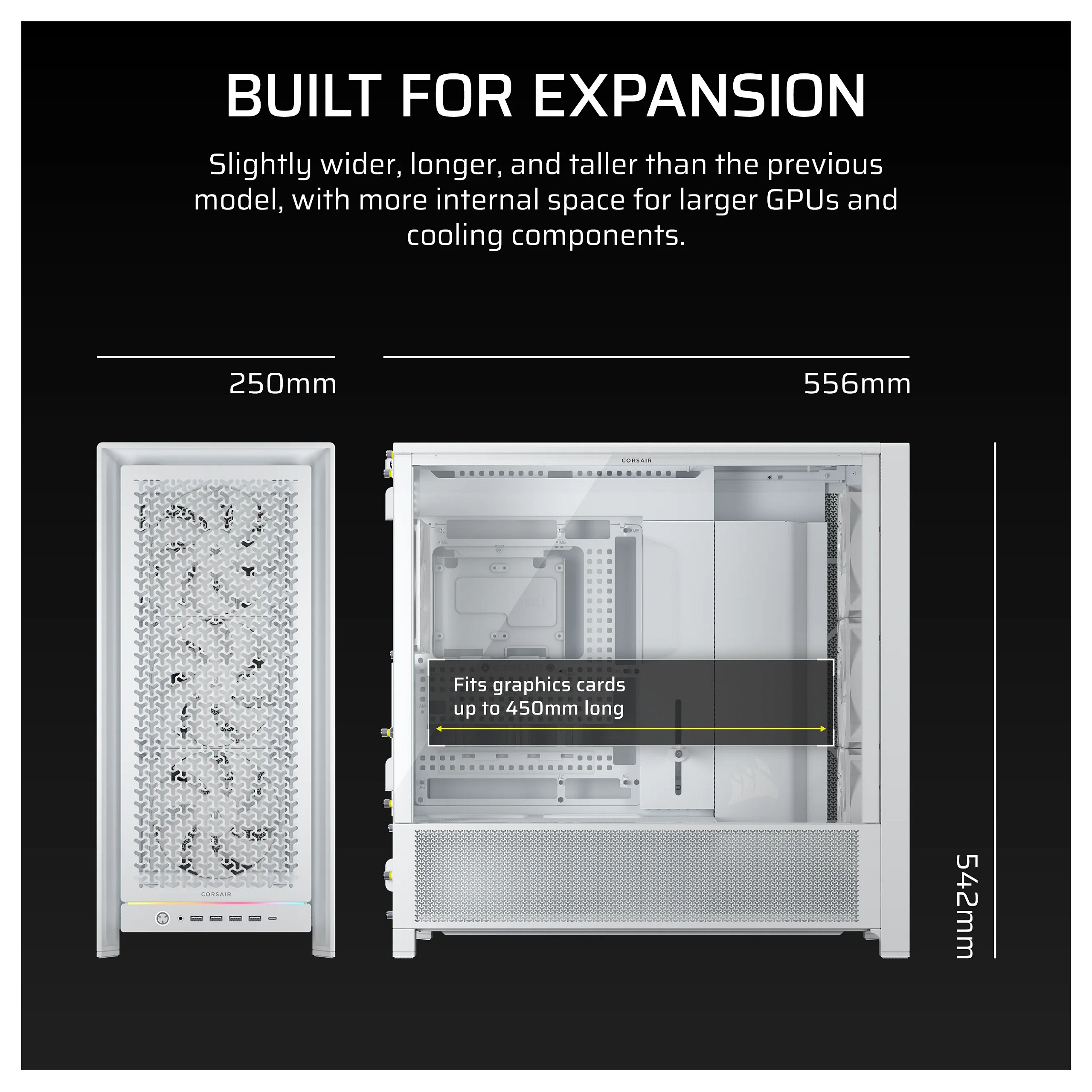 Kasë Midi CORSAIR Frame 5000D RS  / ATX Gaming Tower - Bardhë - 10
