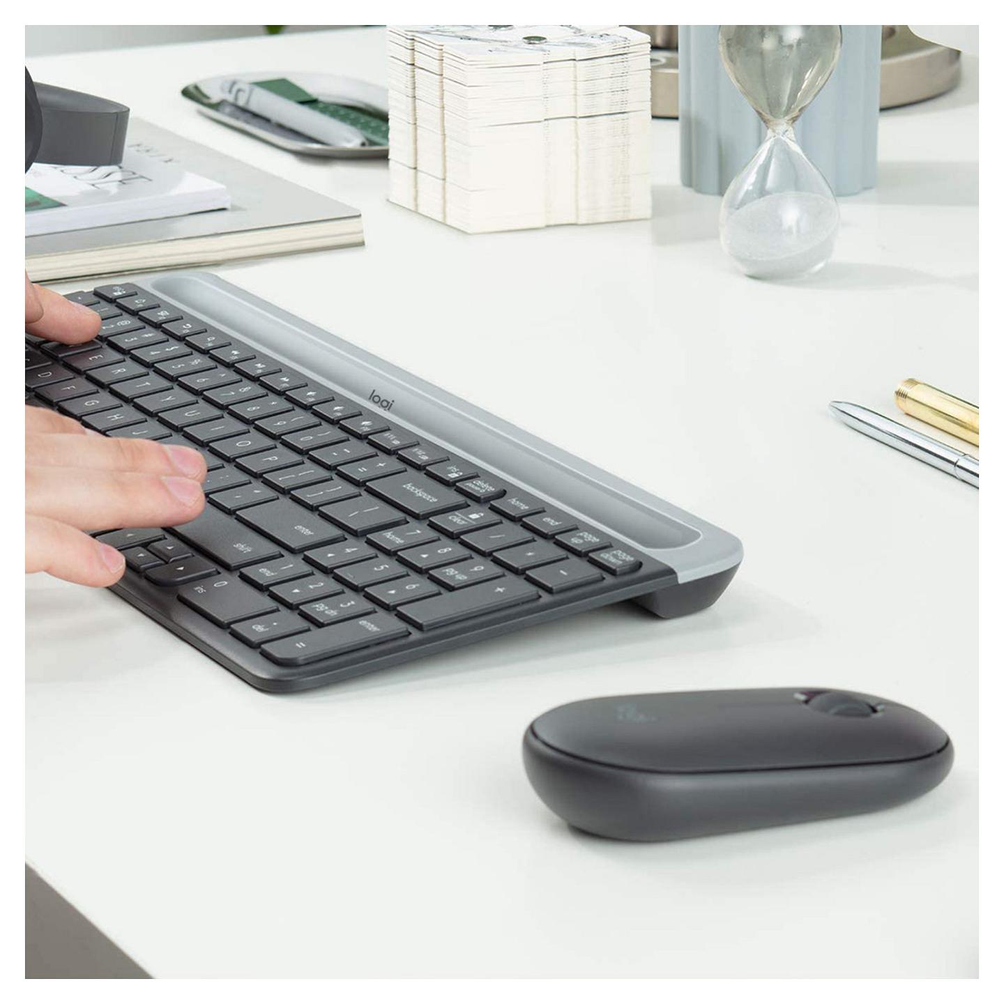 Combo (Tastierë & Maus) Logitech Slim Wireless MK470, Wireless, 2.4 GHz, QWERTZ – Grafit - 3