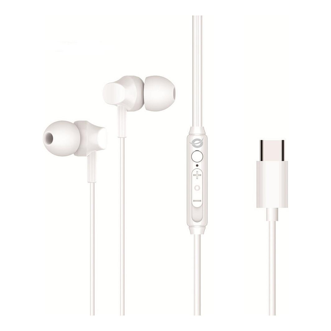 Kufje me kabllo Conceptronic BRENDAN03W / In-Ear / USB-C / Mikrofon / 1.2 m – Bardhë