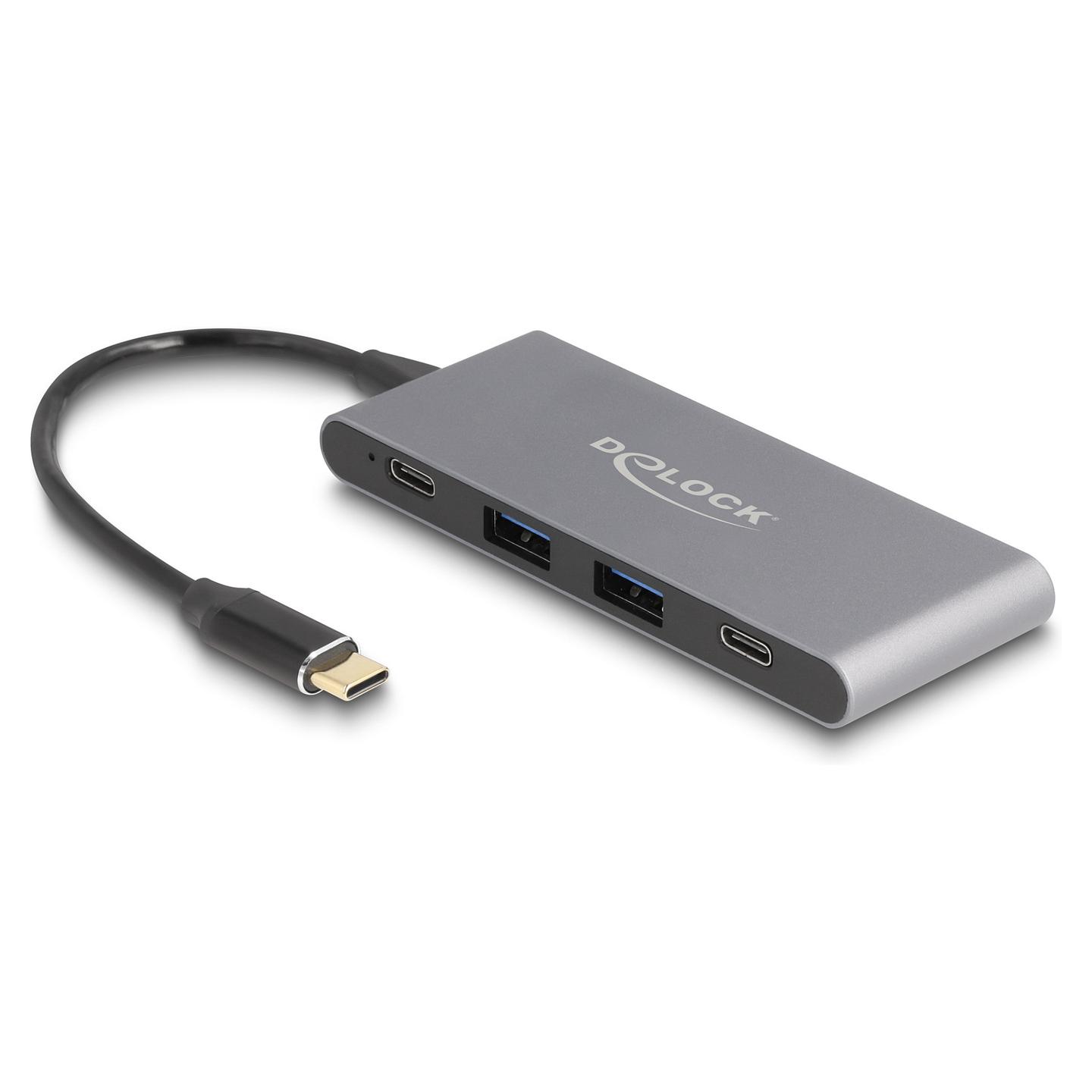 Hub USB DeLOCK 64111 / USB 10 Gbit/s / 2x USB-A + 2x USB-C / 0.15 m - Gri