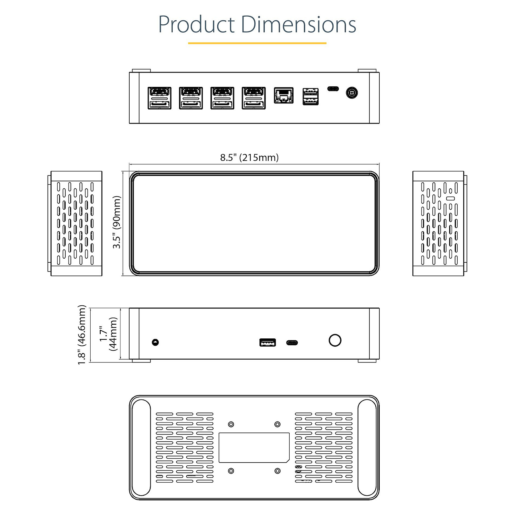 Docking Station StarTech Quad Monitor Dock / 4K60 / 3x USB‑A / 1xUSB-C / 4xHDMI / 4xDispayPort – Zezë - 16