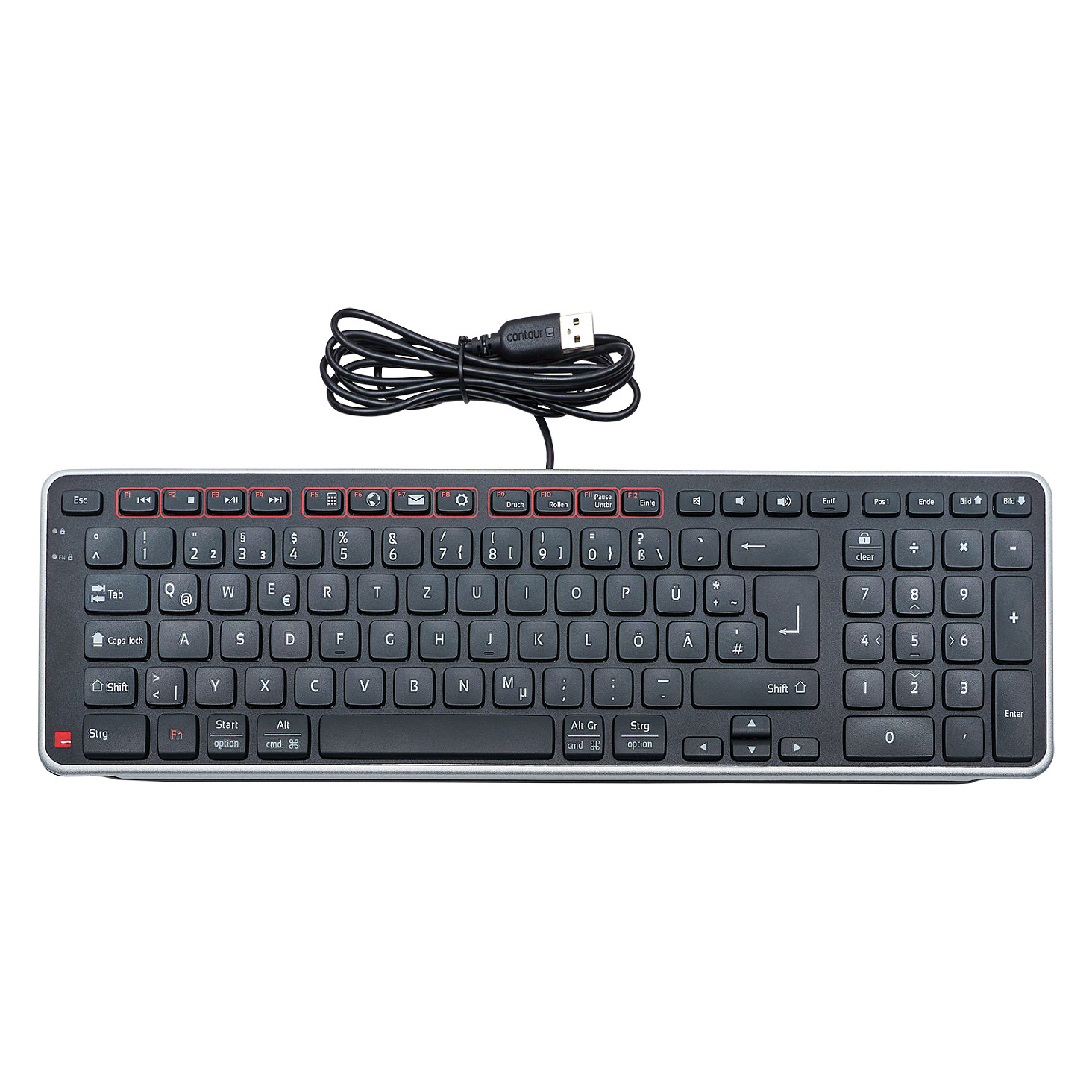 Tastierë Pa kabllo Contour Design Balance / Full-Size / RF 2.4 GHz / USB-A/C / QWERTZ Gjerman - Zezë