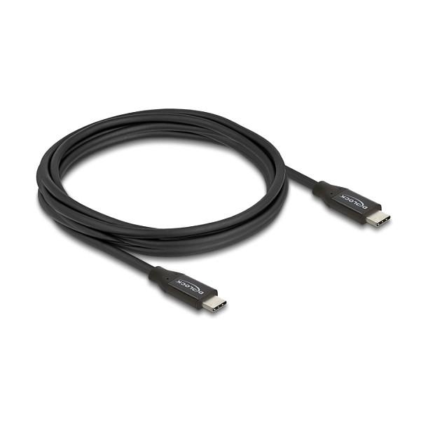 Kabllo USB DeLOCK 81708, USB-C në USB-C, 3 m, USB 20 Gbps, 60 W, DisplayPort 4K 144 Hz - Zezë