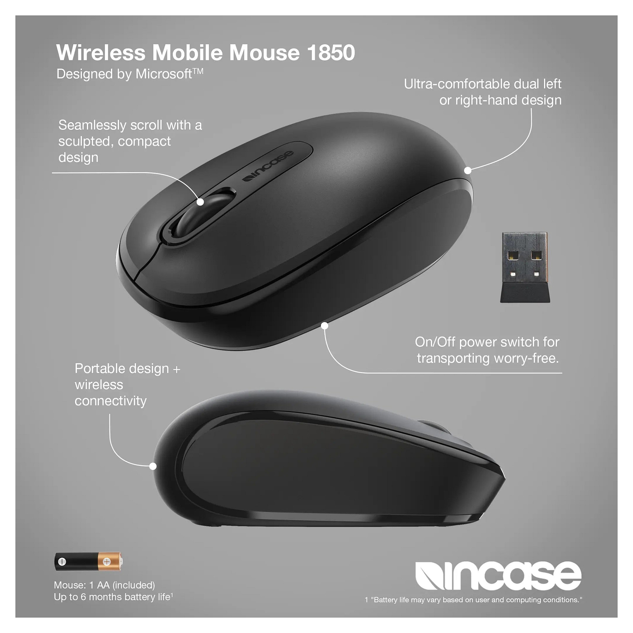 Maus pa kabllo Incase Designed by Microsoft 1850 - Zezë - 3