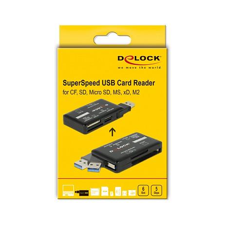 Lexues Kartelash DeLOCK 91758 / CF / SD / SDHC / SDXC / microSD / microSDHC / MMC / MS / M2 / xD / USB 3.2 Gen 1 / USB-A / 5 Gbit/s - Zezë - 4