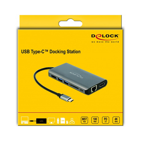 Docking Station DeLOCK 4K / 1xHDMI / 1xDisplayPort / 1xUSB-C / 2xUSB-A / SD / LAN - Gri - 3