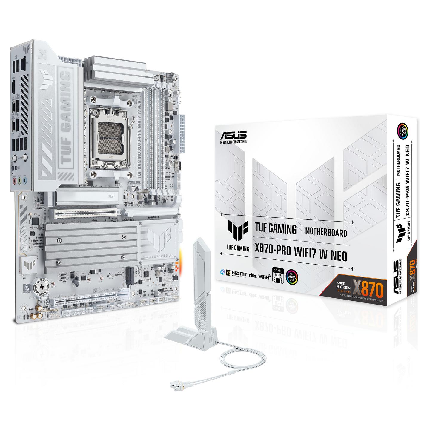 Pllakë Amë MB AMD ASUS TUF GAMING X870-PRO WIFI7 W NEO, AM5, X870, DDR5, ATX, Wi-Fi 7, 5GbE LAN, HDMI - 12