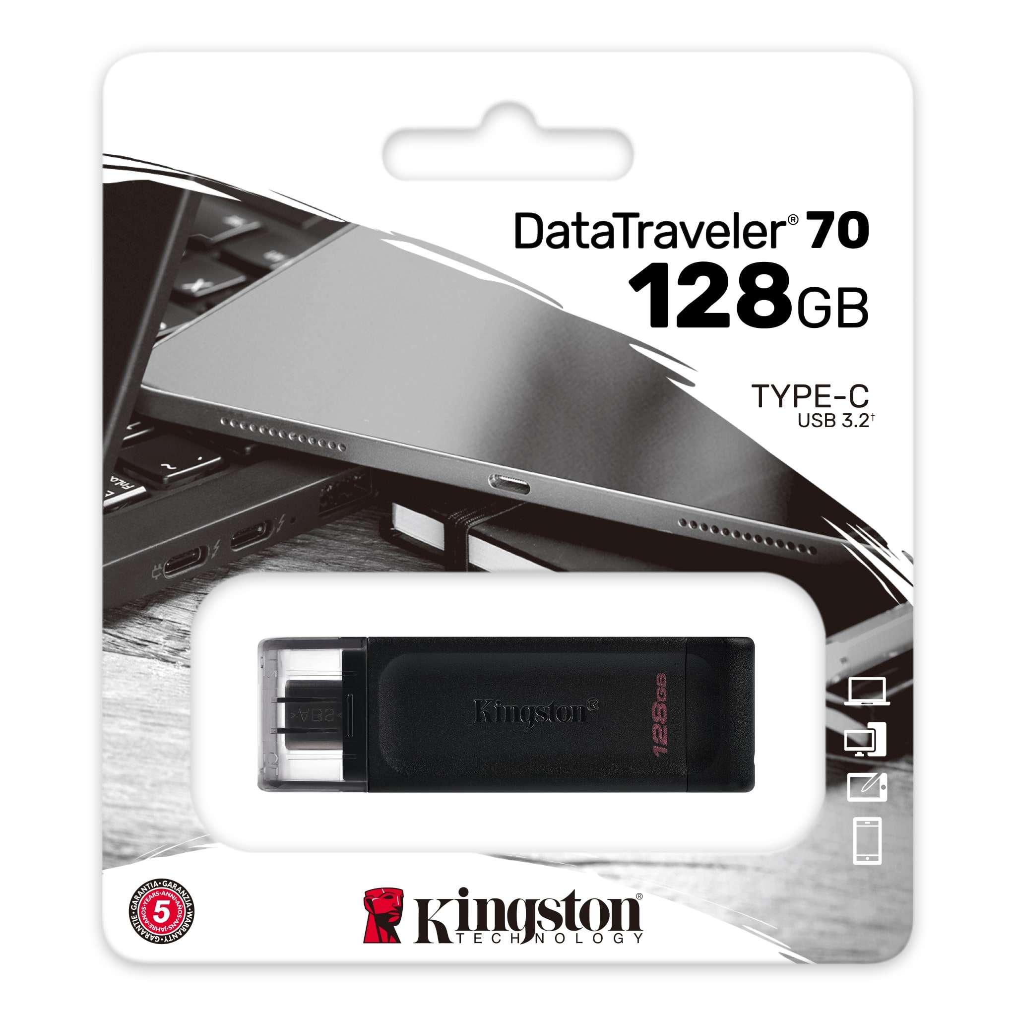 USB Flash Drive Kingston 128GB DataTraveler 70 Type-C - Zezë - 4