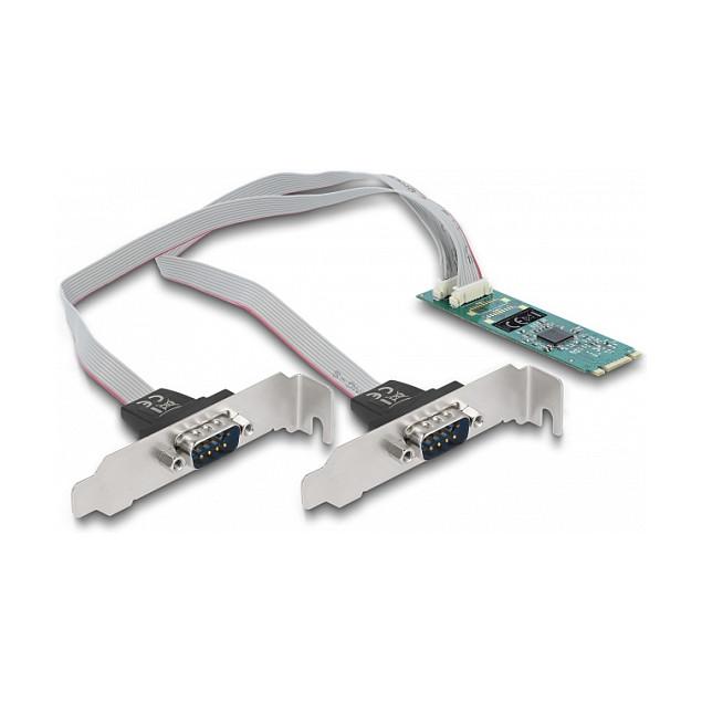 Kartë Zgjerimi Delock 95270, M.2 2280 Key B+M, 2x Serial RS-232 DB9, PCIe 2.1 x1, deri në 921.6Kbps, ASIX AX99100, Low Profile + Full Height  - 1