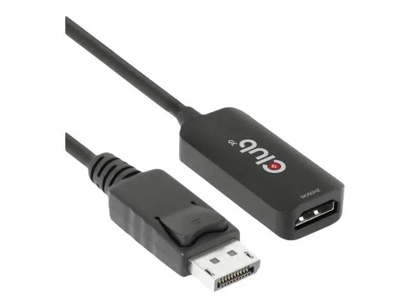 Kabllo DisplayPort Club 3D CAC-1088 / DisplayPort 1.4 në HDMI 2.1 / 0.21m / 8K 60Hz / 4K 120Hz / HDR - Zezë
