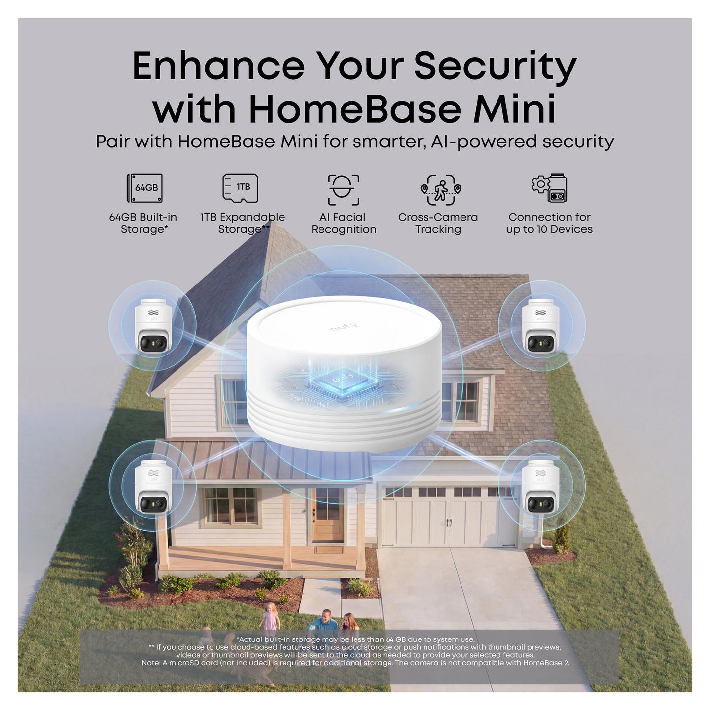 Kamerë Sigurie IP CCTV EufyCam C36, 2K, Pan/Tilt 360°, AI, Solar Panel 3W, Color Night Vision, IPX5 - Bardhë - 7
