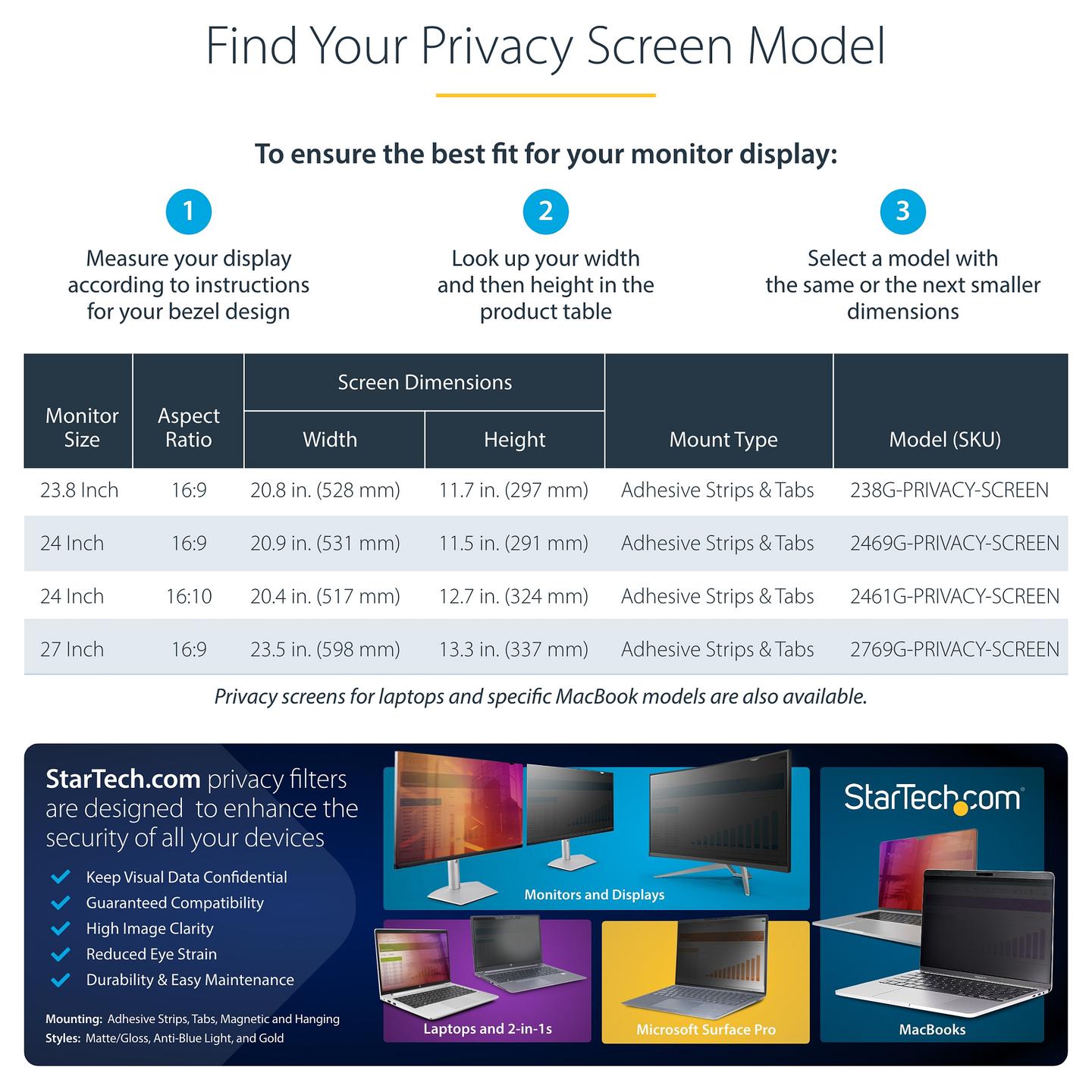 Filtër Privatësie StarTech.com 2461G-PRIVACY-SCREEN, 24", 16:10, Gold/Black, ±30°, Reduktim i Dritës Blu - Gold, Zezë - 11
