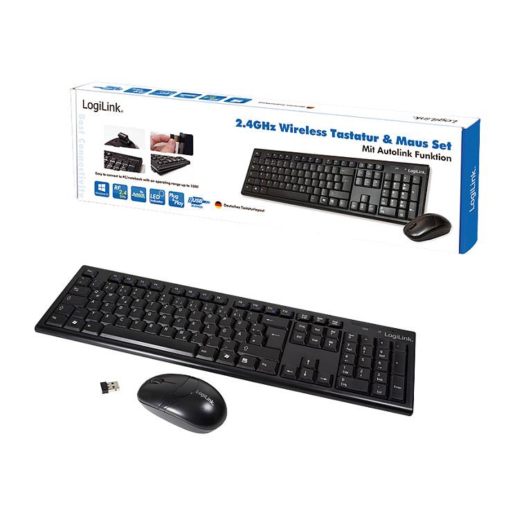 Combo (Tastierë & Maus) LogiLink ID0104, Wireless, QWERTZ, 2.4 GHz, 13 Hotkeys, 1000 DPI - Zezë - 5