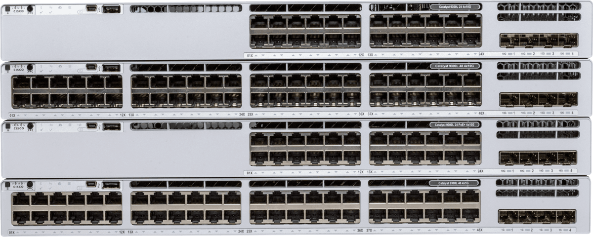 Switch Cisco Catalyst C9300L-48P-4X-E, 48x Gigabit Ethernet PoE+, 4x SFP+ 10Gbps, Network Essentials, Layer 3 Managed, Rackmount 1U - Hiri - 2