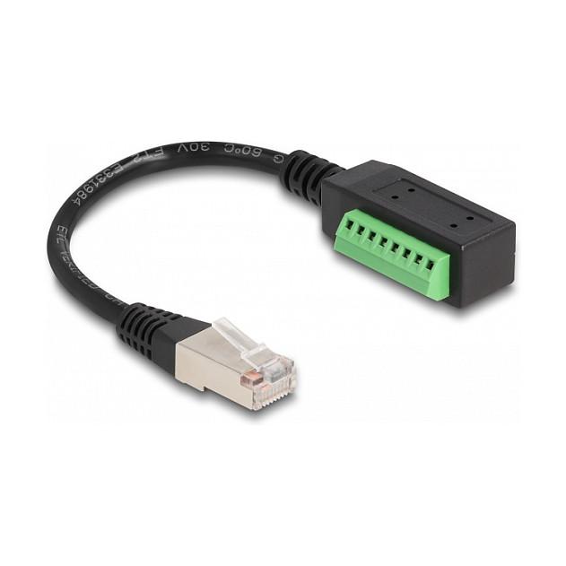 Adapter DeLOCK 66052, RJ45 mashkull në bllok terminali 8-pin, Cat.5e UTP, 0.215 m - Zezë/Gjelbër