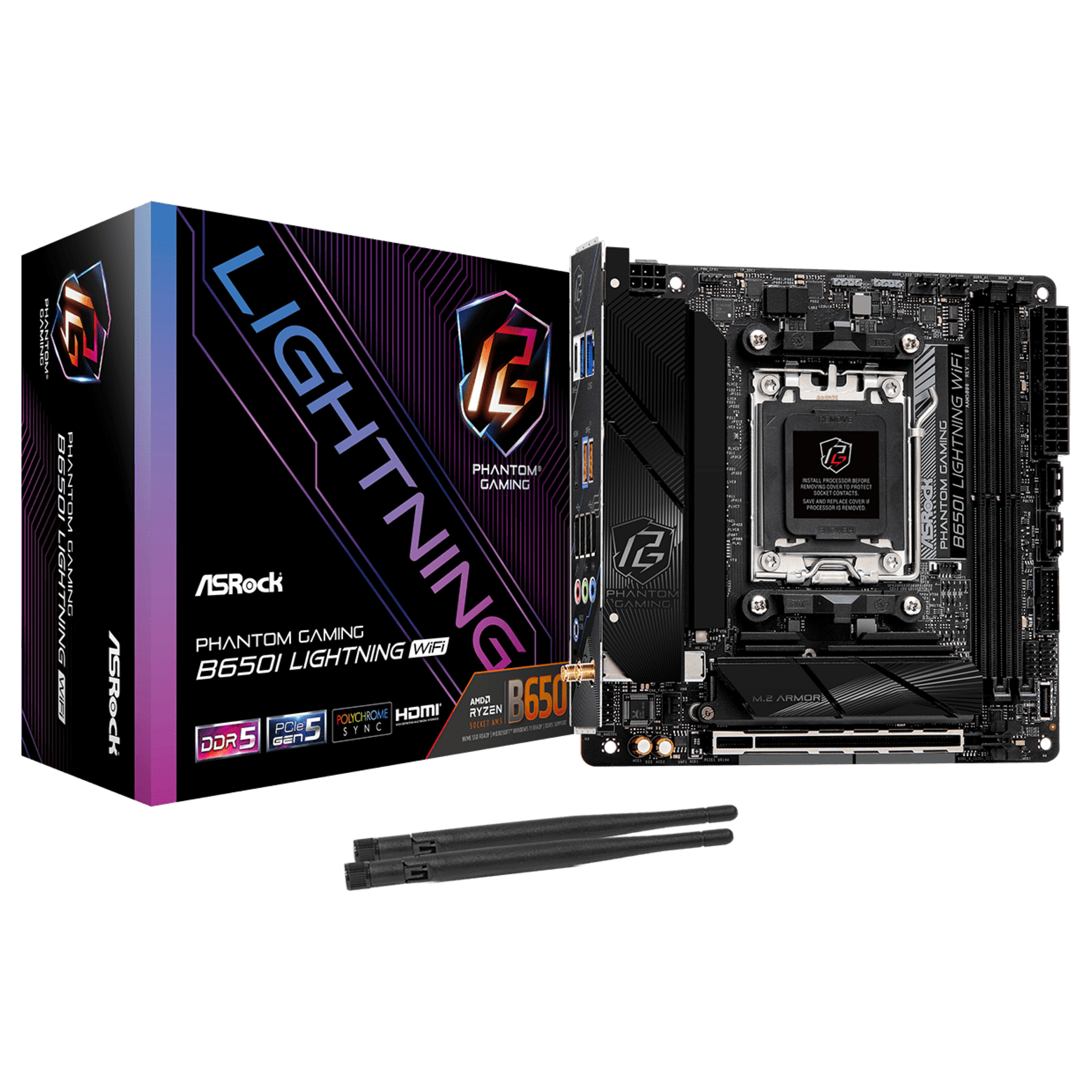 Pllakë Amë AMD AM5 B650I Lightning WiFi / mITX / DDR5 / HDMI - 1