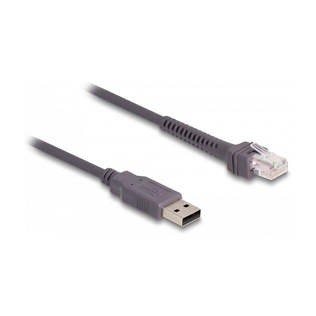 Kabllo për Rrjet DeLOCK 90599, RJ50 në USB-A, 2m, USB 2.0, F/UTP, 26 AWG - Gri