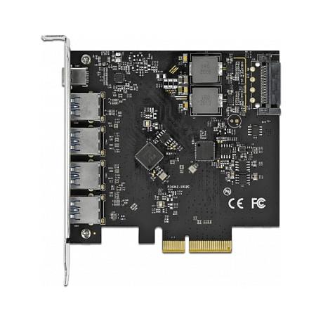 Kartë Zgjerimi Delock 89026, PCI Express 3.0 x4, 1x USB-C + 4x USB-A, 10Gbps, ASM3142 + VL822 - 3