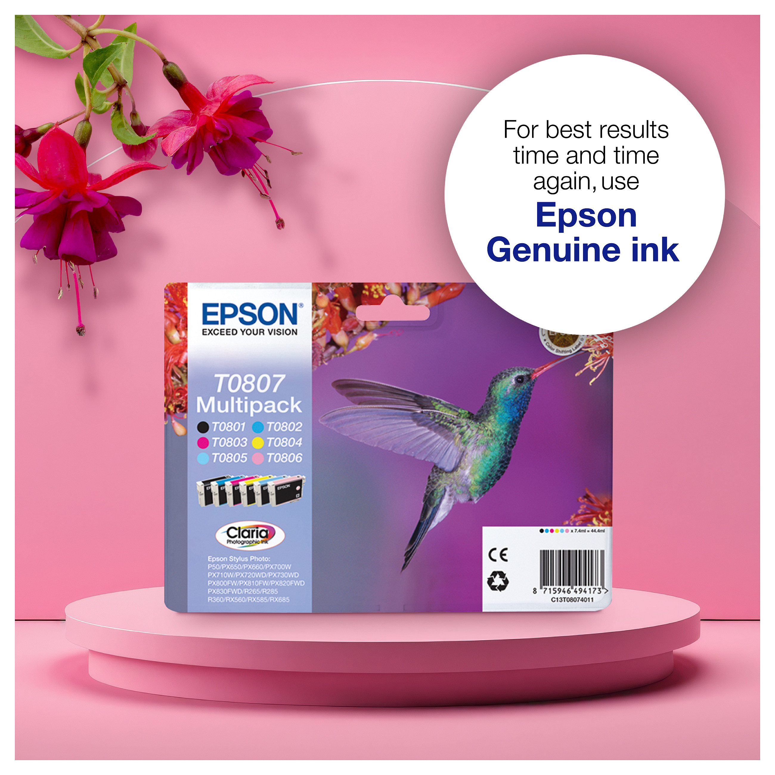 INK Epson T080340 deri në kapacitet standard sipas ISO/IEC 24711 - Rozë - 4