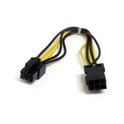 Kabllo për Furnizim me Energji StarTech.com PCIEPOWEXT / PCIe 6-pin - 6-pin / 0.15m - E Zezë/E Verdhë
