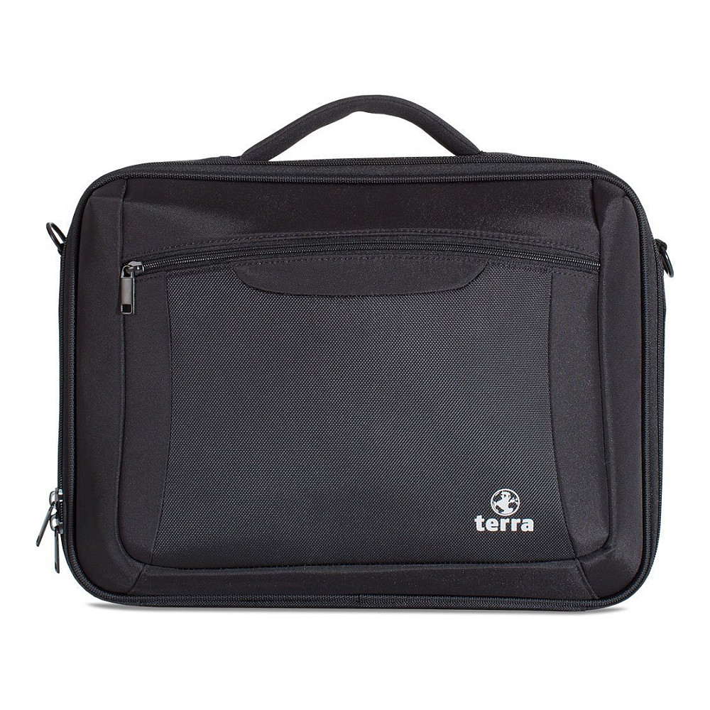Çantë për Laptop TERRA PRO814 / Toploader / 15.6" / Polyester / Document Compartment / Front Accessory Pocket / Padded Handle / Shoulder Strap / Trolley Strap - Zezë