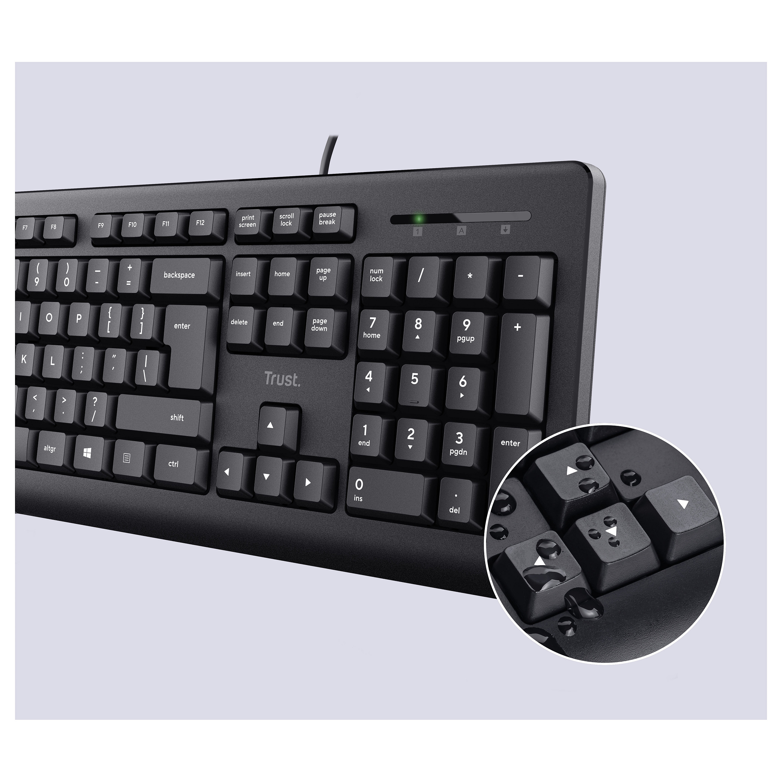 Combo (Tastierë&Maus) Trust TKM-250 / Full-Size / QWERTZ / USB / Membrane / 1.8m - Zezë - 6