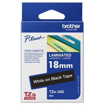 Shirit për Printer 3D Brother Colour Ribbon TZE-345 / TZE345 - Bardhë mbi Zezë - 1