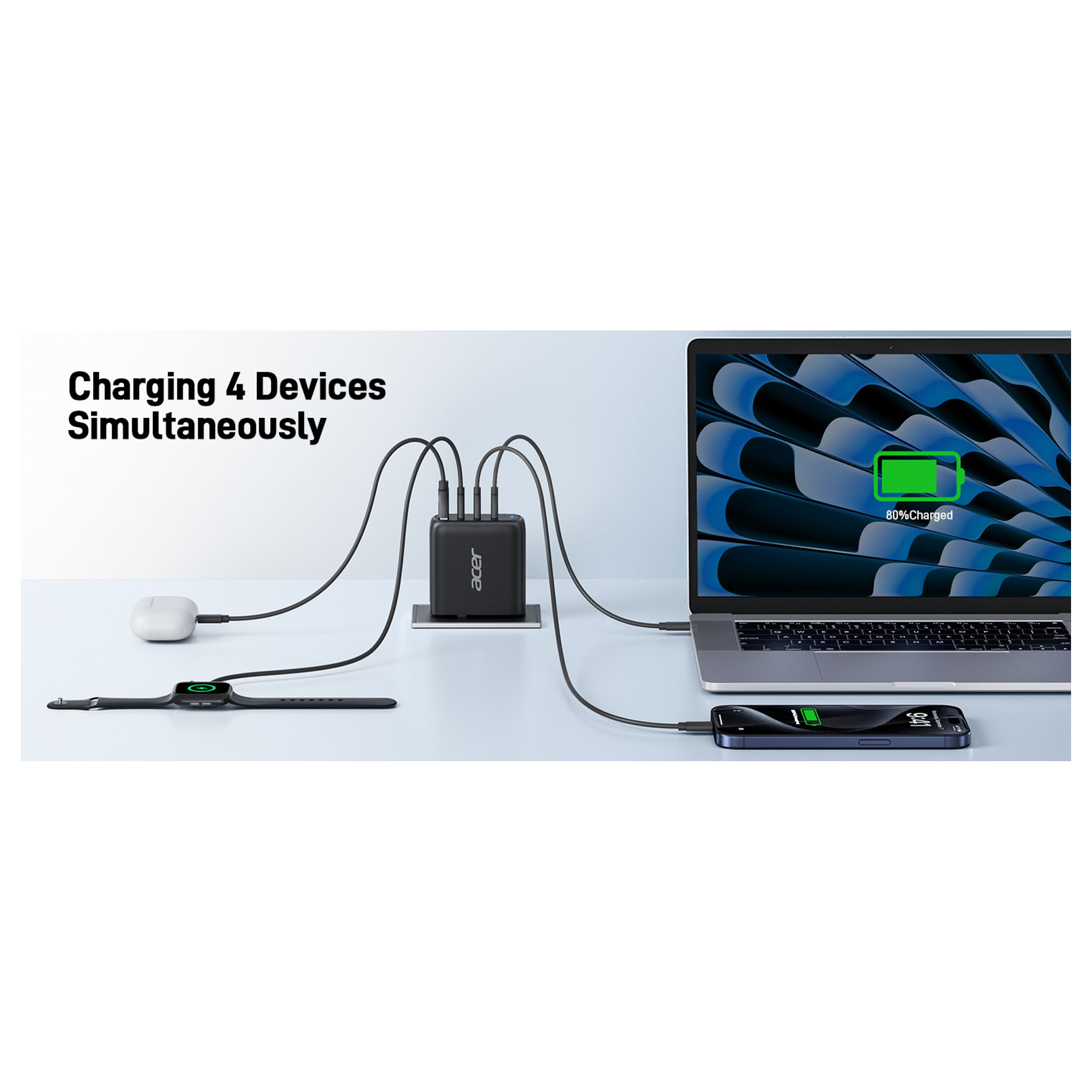 Karikues Acer ZL.ADTCC.00L / GaN / 100W / 3x USB-C / USB-A / PD / PPS - Zezë - 6