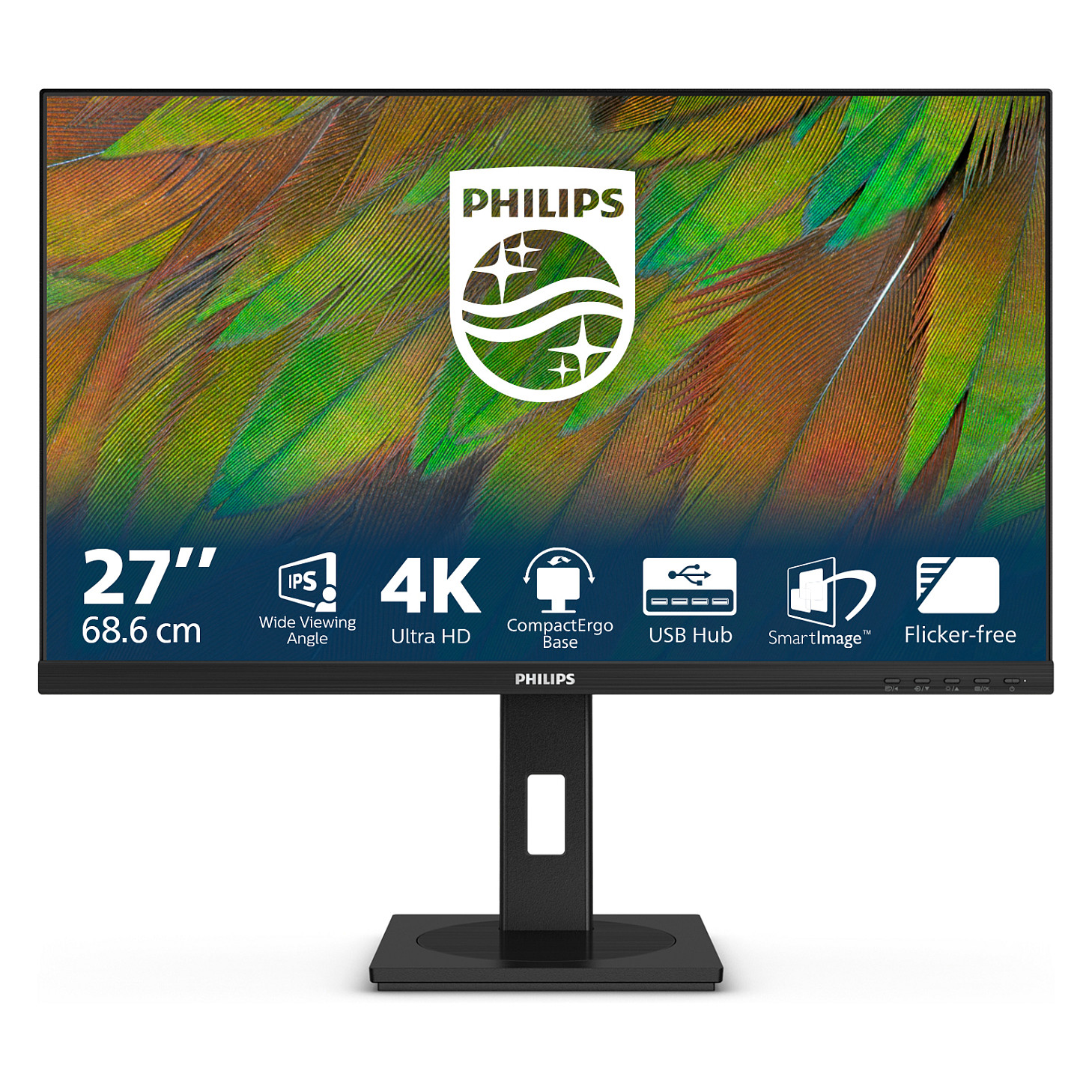 Monitor 4K Philips 27B1N3800 68.6cm/27" (3840x2160) 16:9 4K UHD IPS 4ms 60Hz 2xHDMI DP USB Speaker Pivot Black - 1