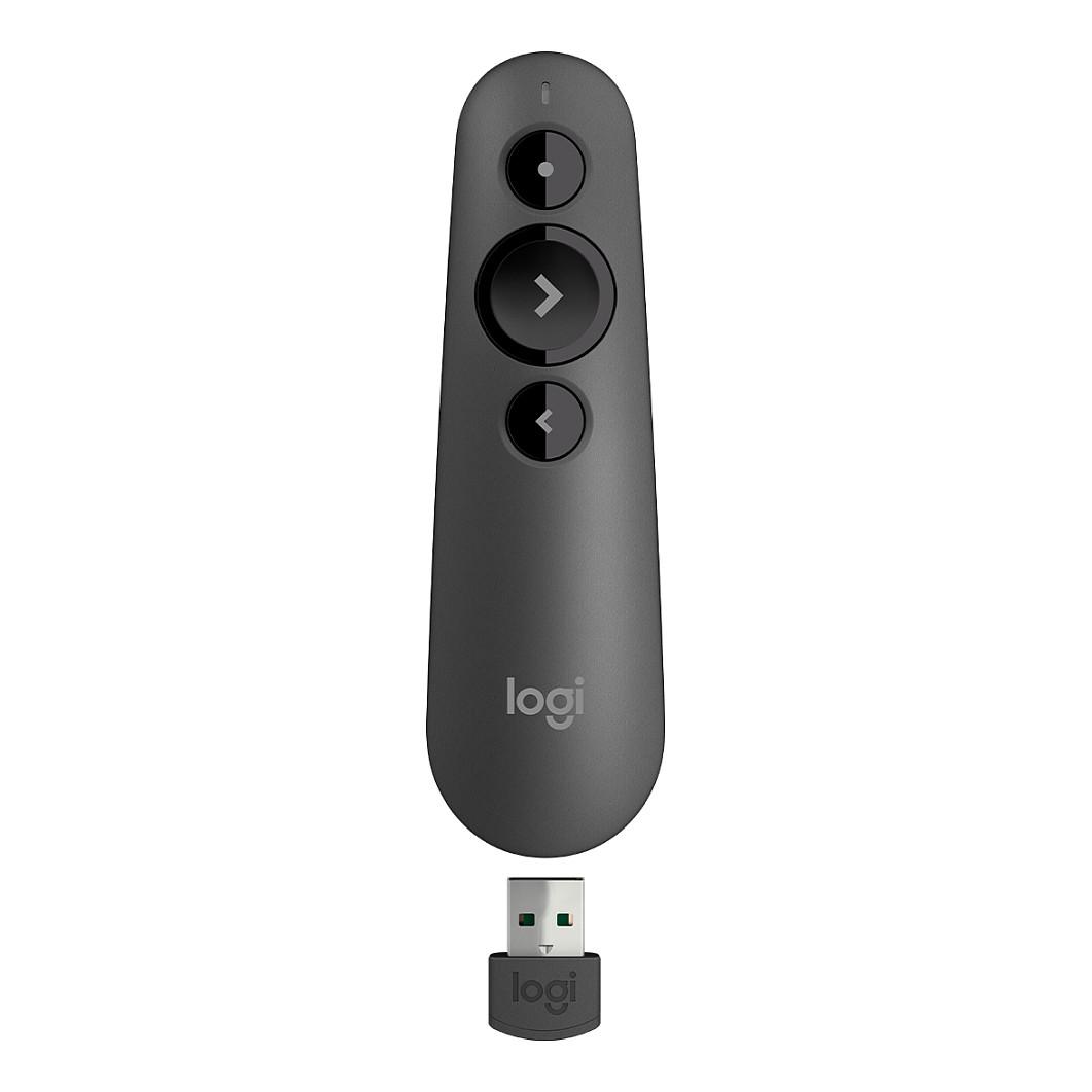 Presenter Logitech R500 / 2.4 GHz + Bluetooth LE / USB Nano Receiver / Laser Class 2 / 20m - Grafit