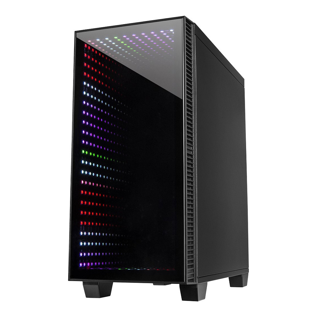 Kasë PC Inter-Tech X-608 Infinity Micro / Micro Tower / Micro-ATX / Mini-ITX / 1x 120mm RGB Fan / Tempered Glass - Zezë - 3