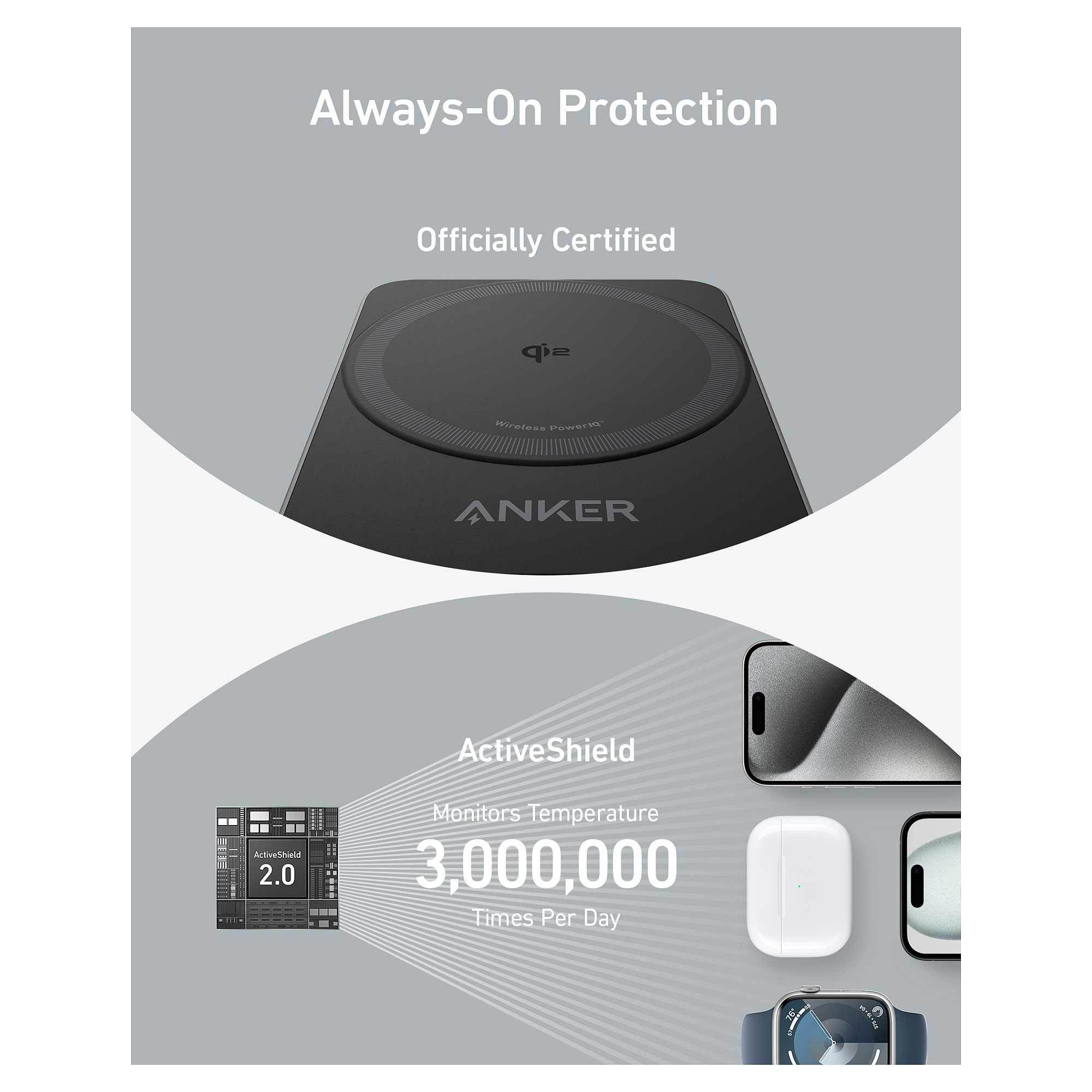 Adapter Anker / MagGo Wireless Charger / 15W / 3-in-1 / Zezë - 8