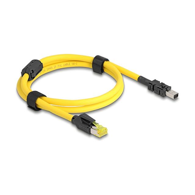 Kabllo për Rrjet DeLOCK 81250, RJ45 mashkull në Mini I/O 8-pin D-Shape Type 2 mashkull, Cat.6, 1 m - Zezë/Verdhë - 2