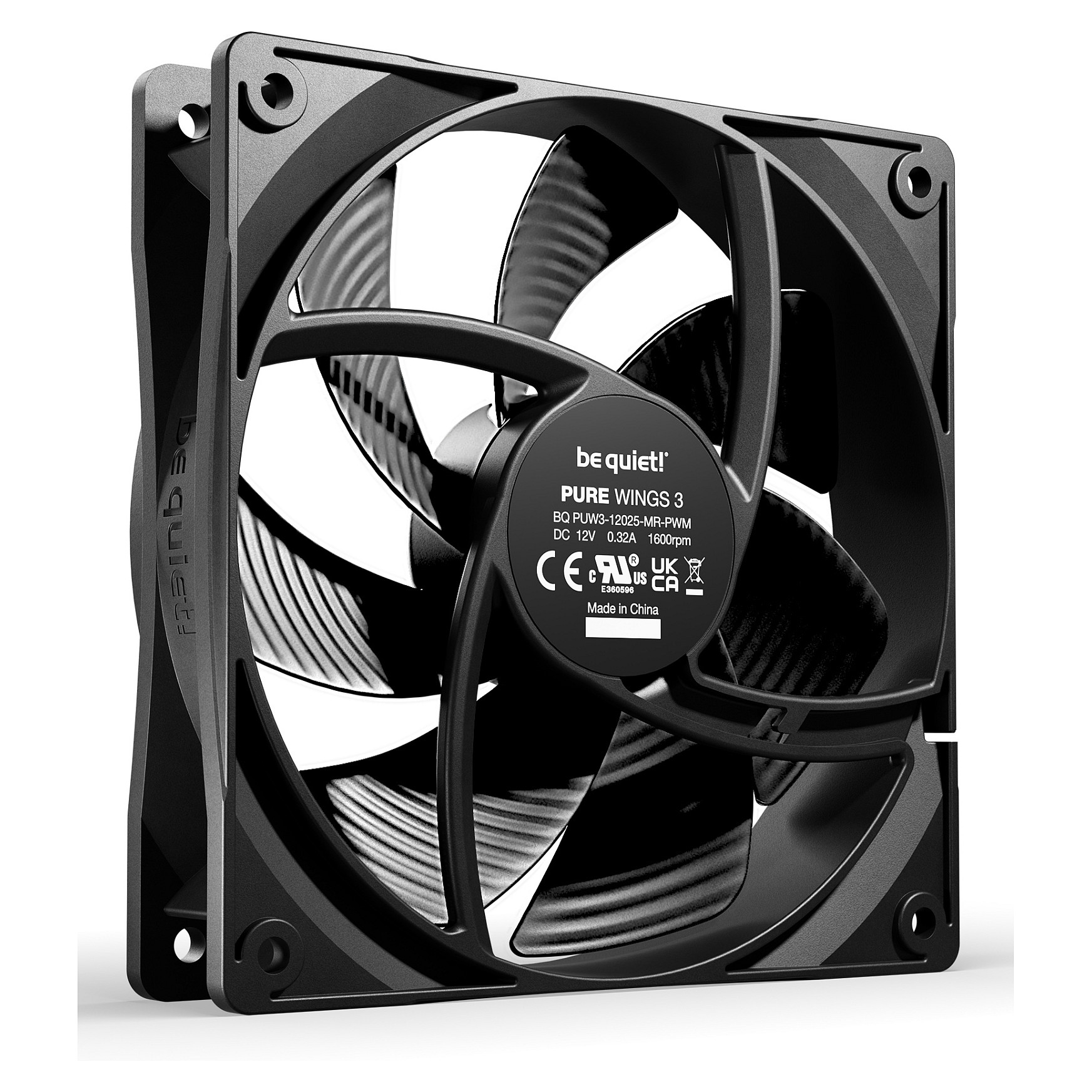 Ftohës për Kasë be quiet! Pure Wings 3 / 120mm / 1600 RPM / PWM / 3 Pack – Zezë - 2