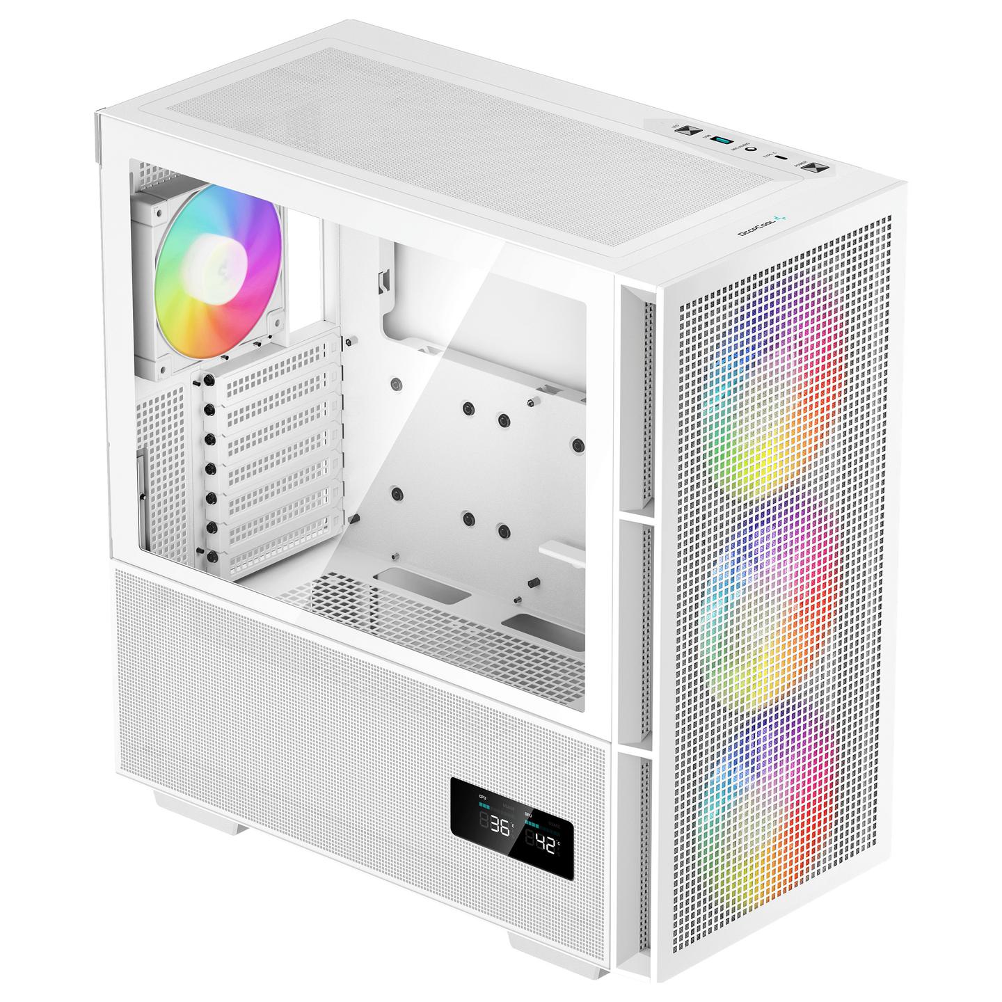 Kasë DeepCool CH560 Digital, Mid Tower, ATX, Tempered Glass, ARGB - Bardhë - 3