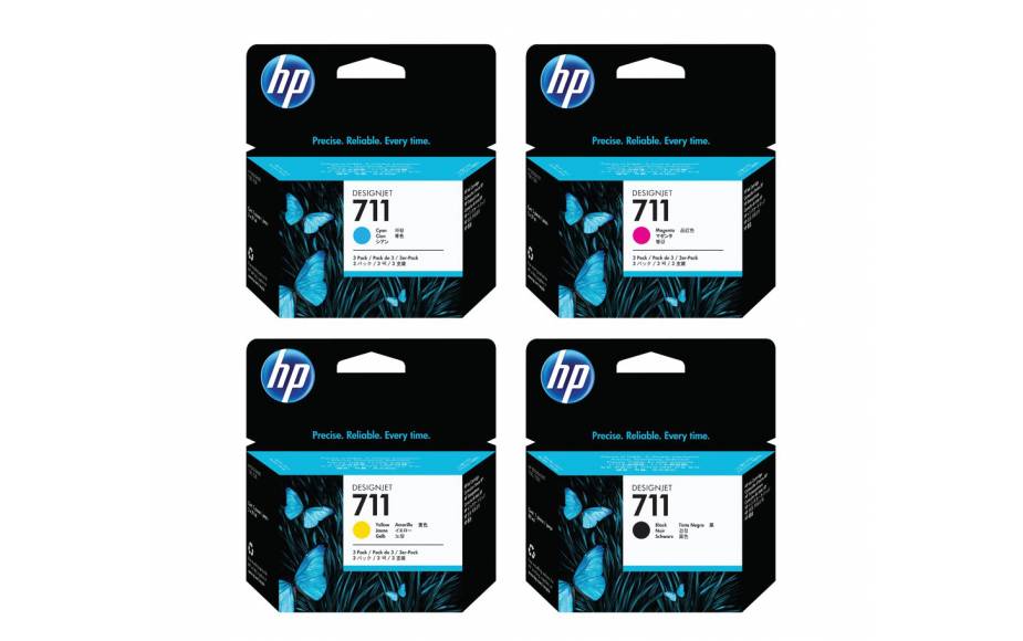 Toner 4 ne 1 HP No.711 Black, Yellow, Magenta, Cyan  for Designjet T120/T520