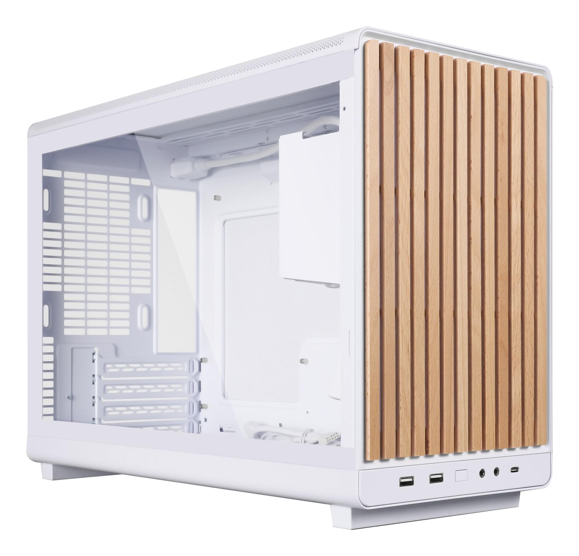 Kasë PC Lian Li A3-mATX Glass Edition Wood / Mini Tower / Micro-ATX / Tempered Glass / Wood Panel – Bardhë