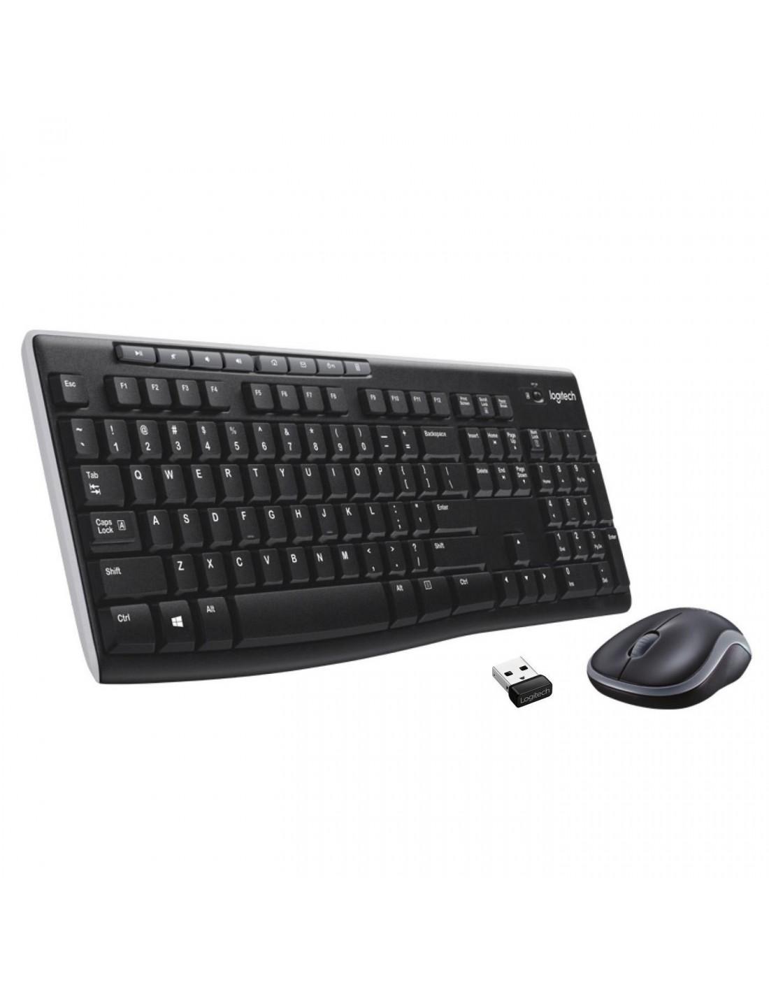Combo (Tastierë & Maus) Logitech Wireless Combo MK270 / 920-004508 / Wireless 2.4GHz / QWERTY / Full-Size / Shortcut Keys – Zezë/Argjend
